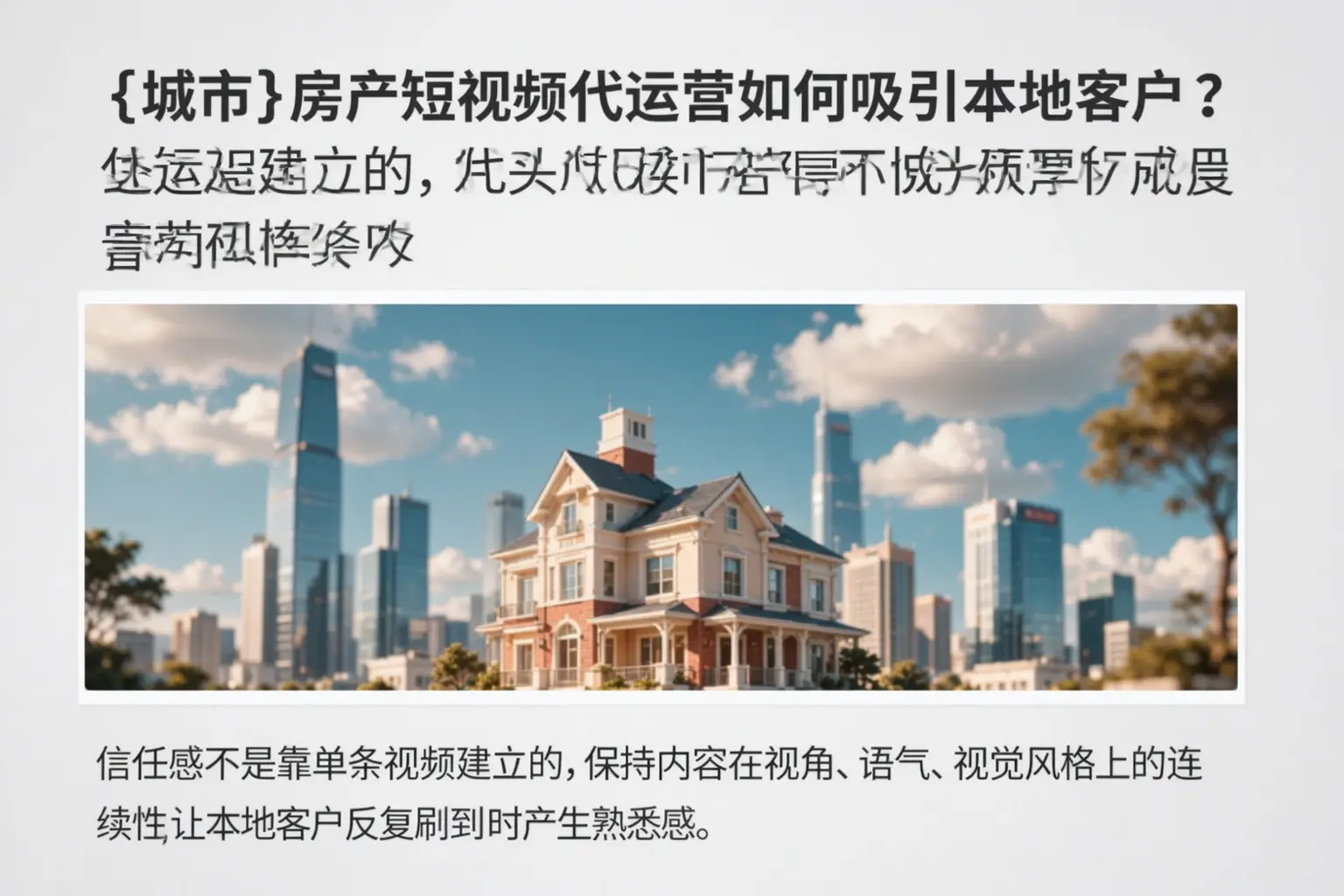 玉林房产短视频代运营如何吸引本地客户?
