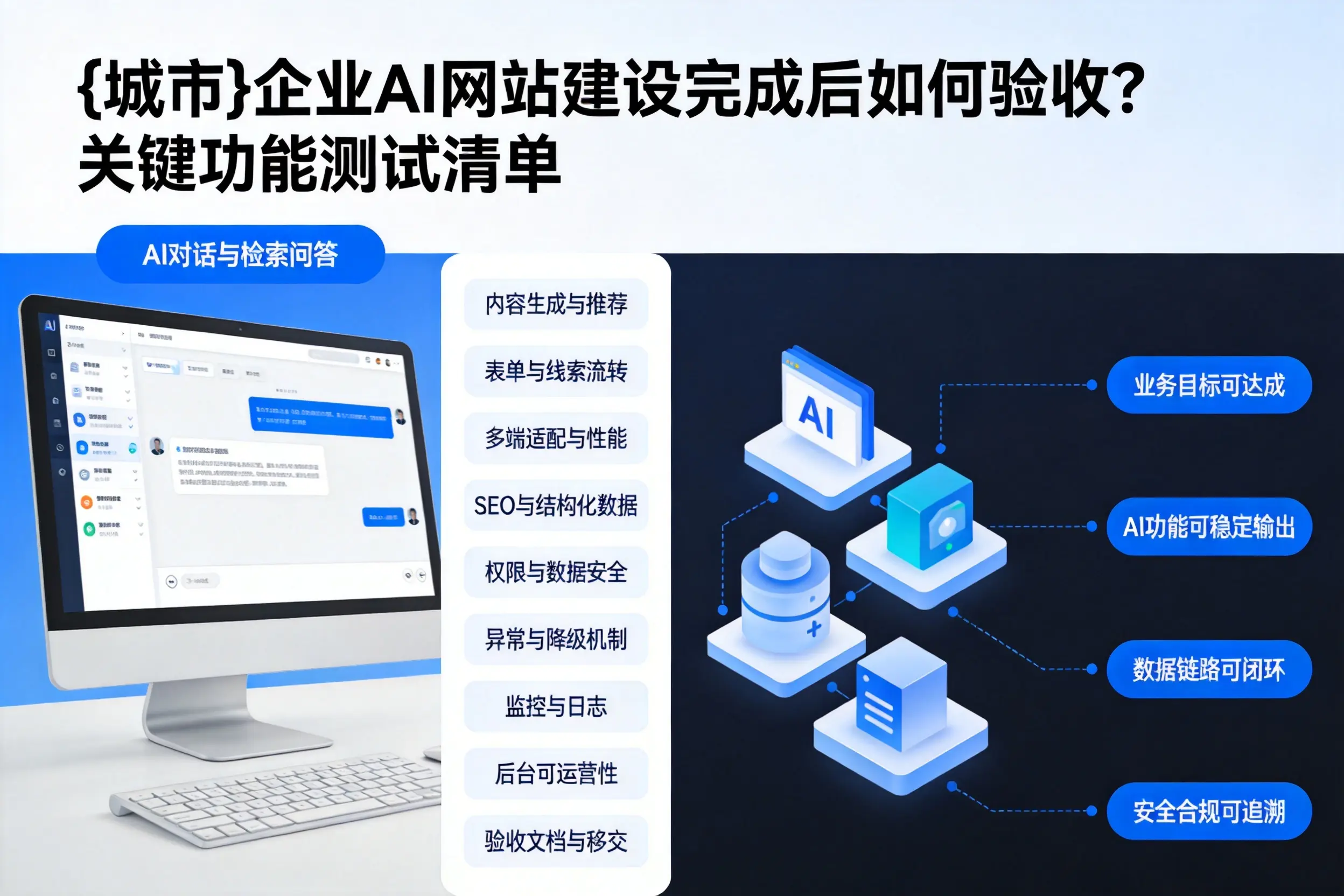 玉林企业AI网站建设完成后如何验收?关键功能测试清单