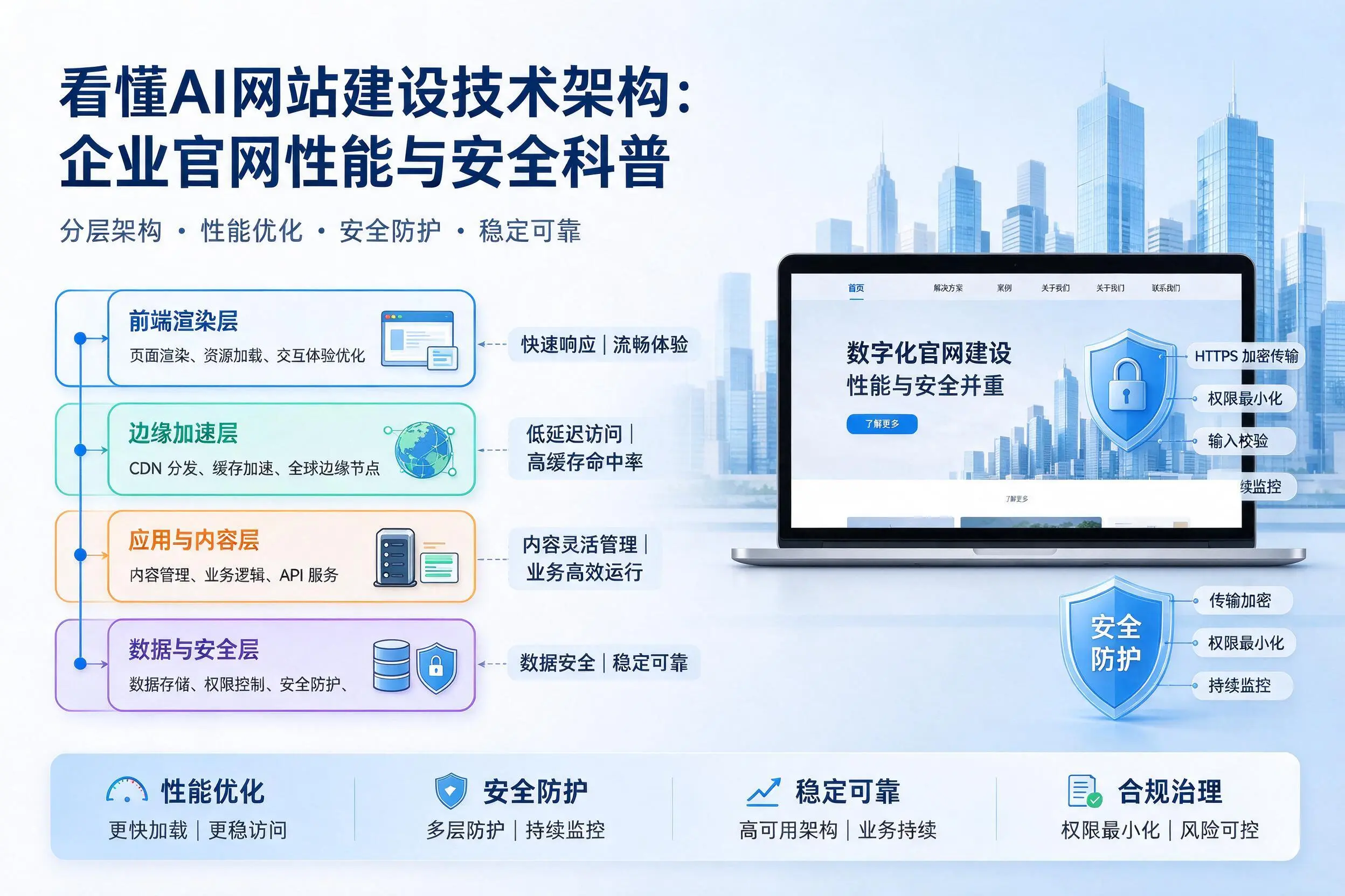 看懂AI网站建设技术架构：玉林企业官网性能与安全科普