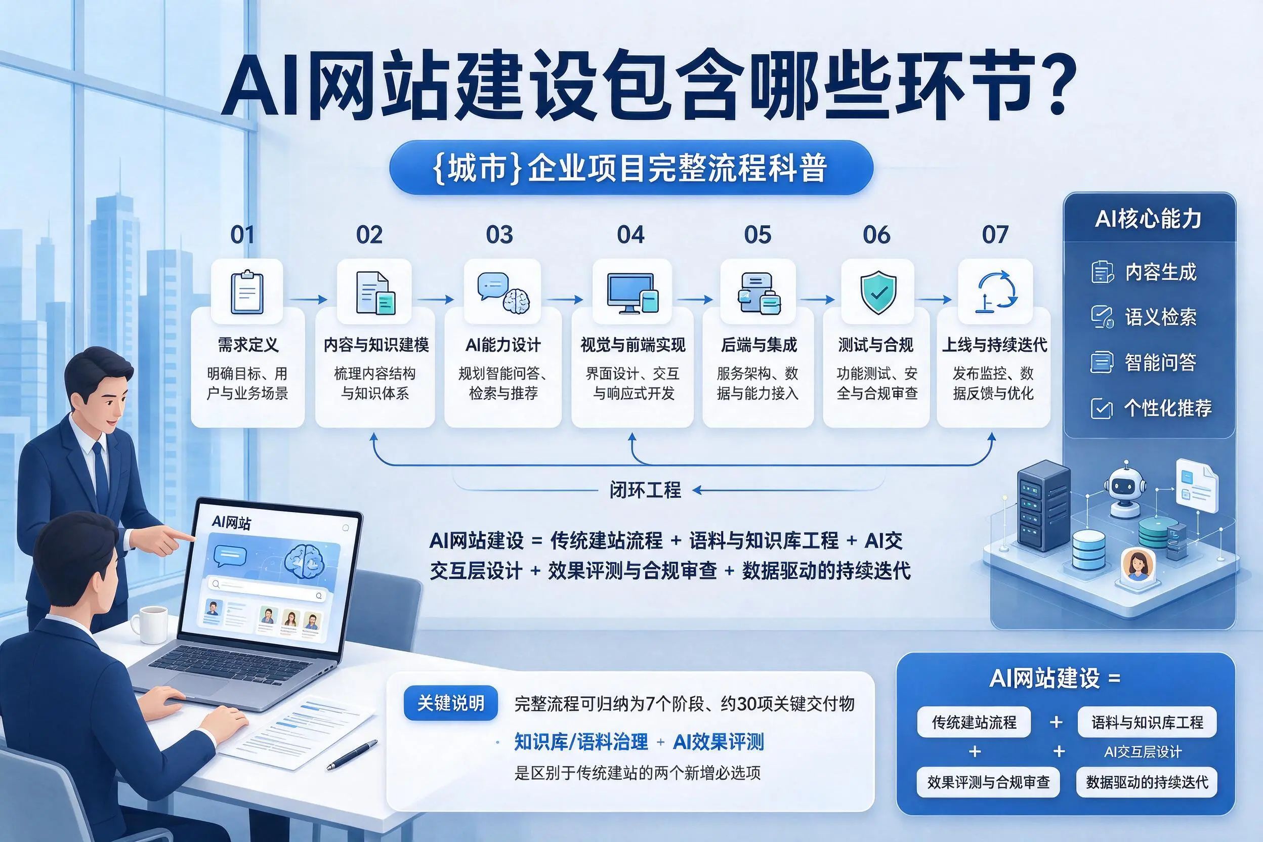 AI网站建设包含哪些环节?玉林企业项目完整流程科普