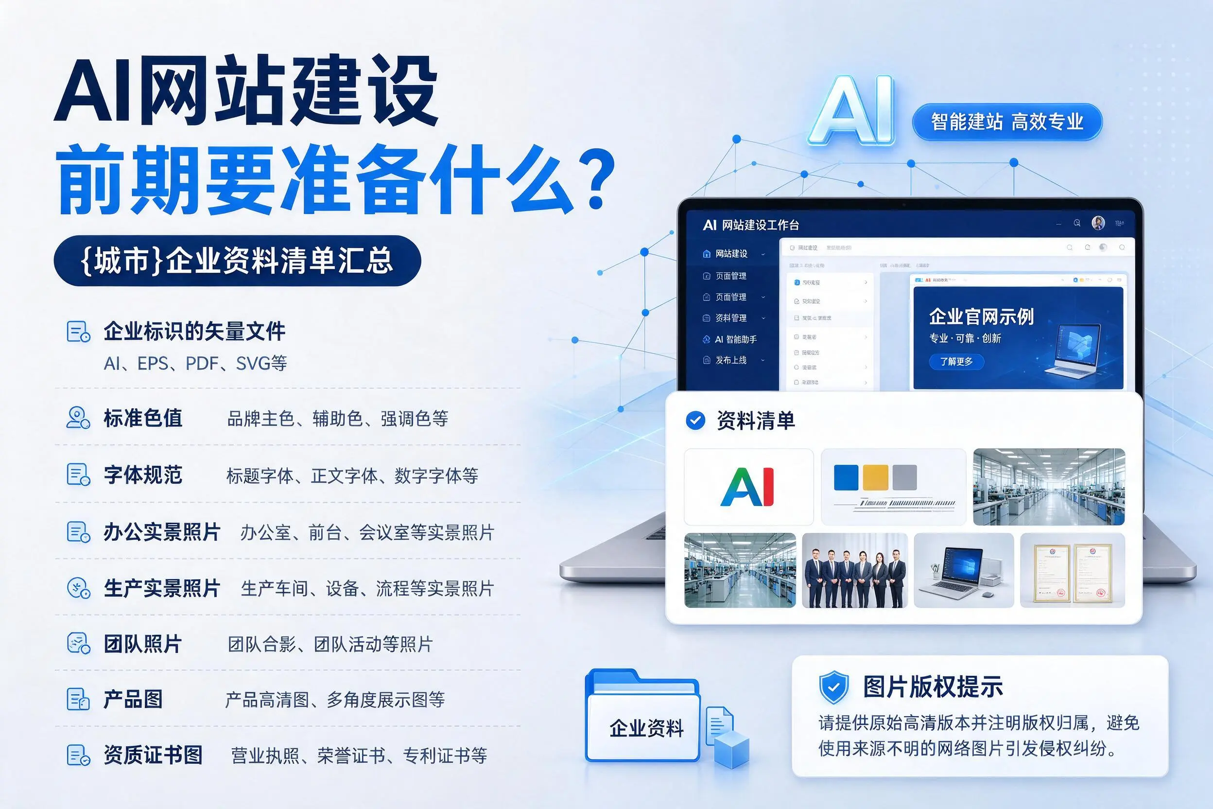 AI网站建设前期要准备什么?玉林企业资料清单汇总