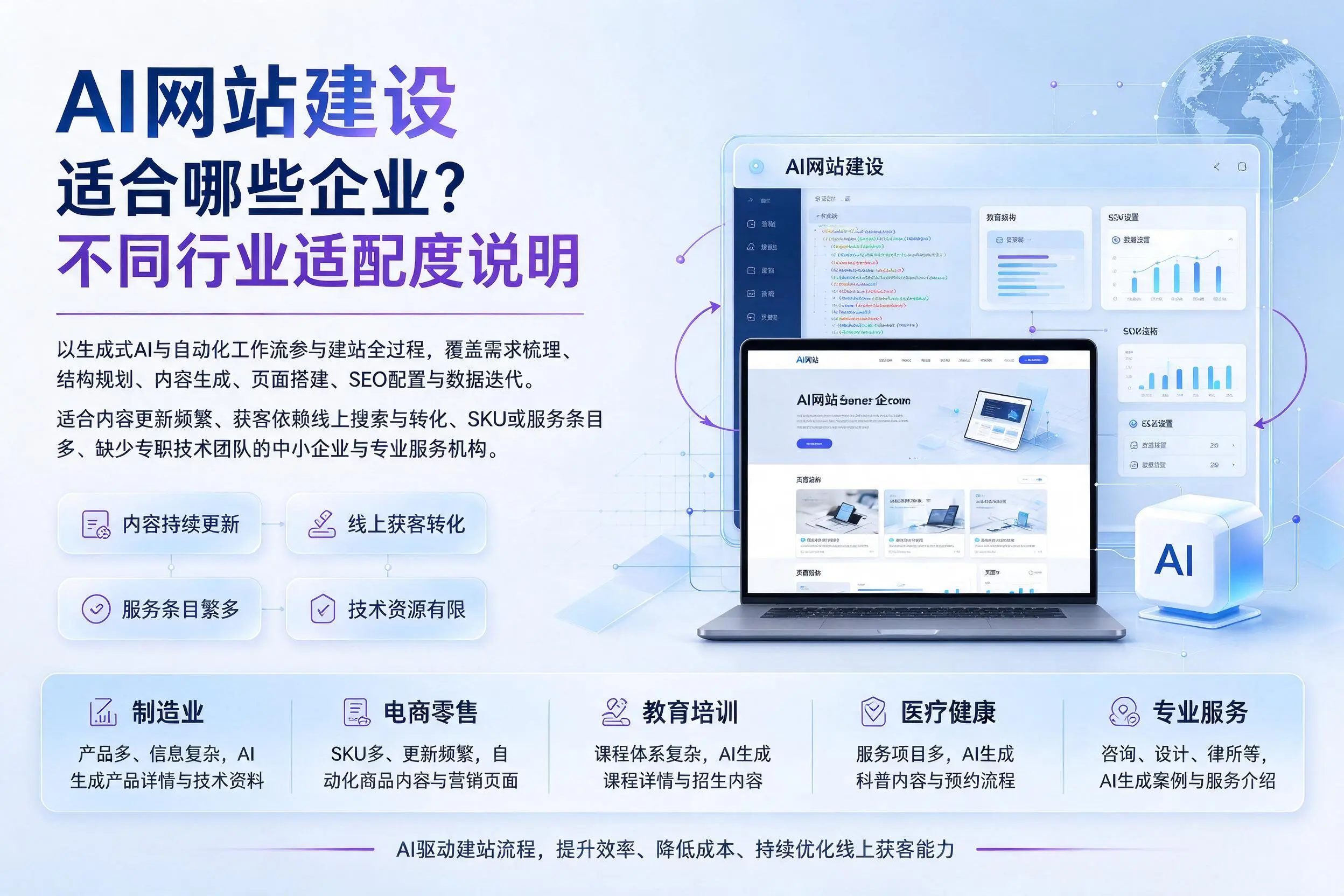 AI网站建设适合哪些企业?玉林不同行业适配度说明